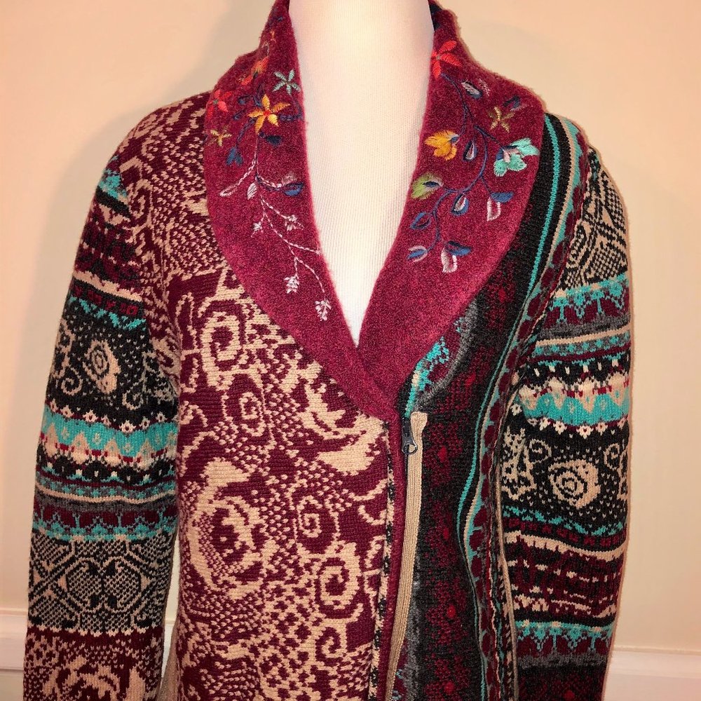 Nwt Ivko Embroidered Wool Multiple Patterns Coat … - image 2